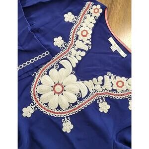 Boden Blue Embroidered Dress Women’s 2R Garden Party Romantic Cottagecore Chic
